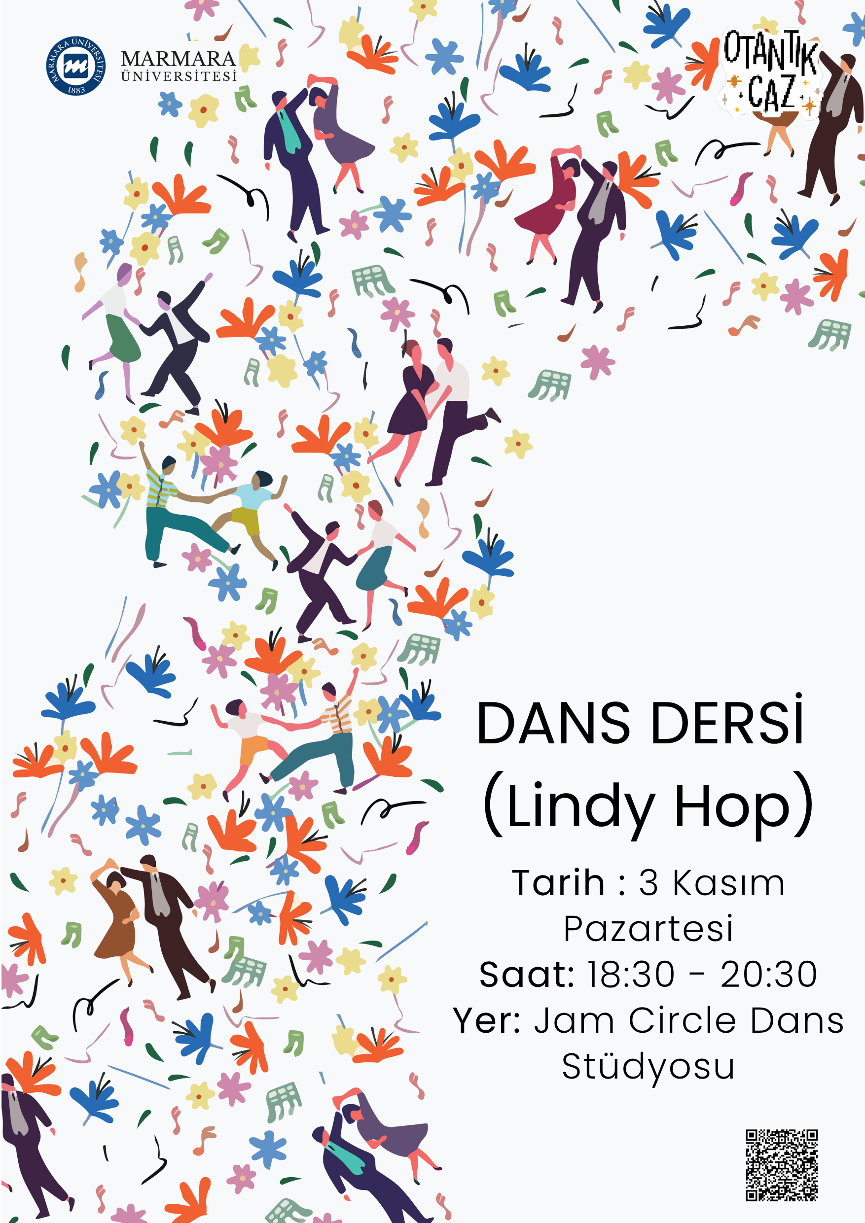 -Swing Lindy Hop Eğitimleri 
 Üniversite Dışı -  Jam Circle Kadıköy Dans Stüdyosu - 03.11.2025 18:30:20:30
