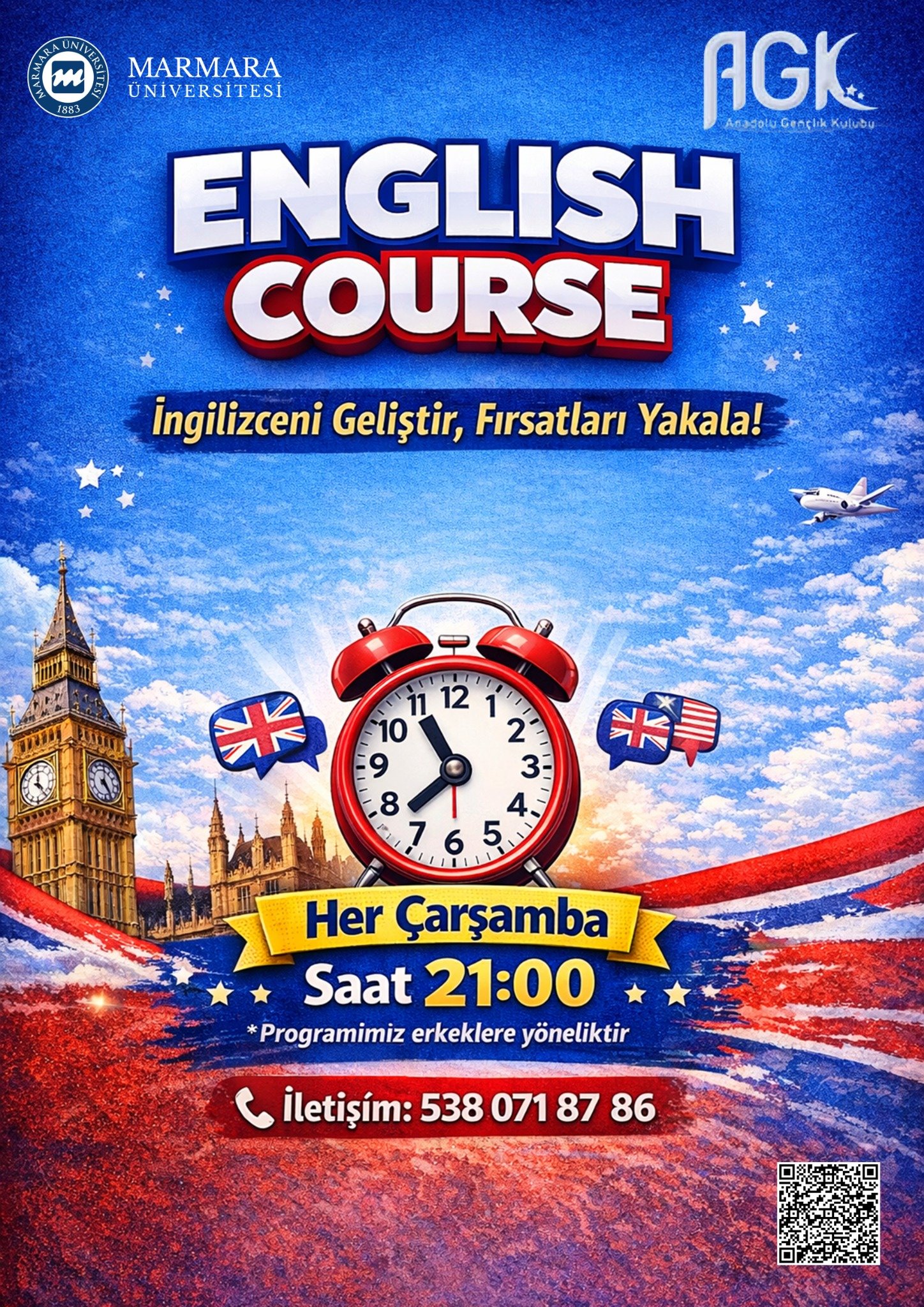 -İngilizce Kursu
Üniversite Dışı - Aydınevler Mahallesi Aşık Veysel Şatıroğlu Sokak No 7/6 Maltepe İstanbul - 04.03.2026 21:00:22:00