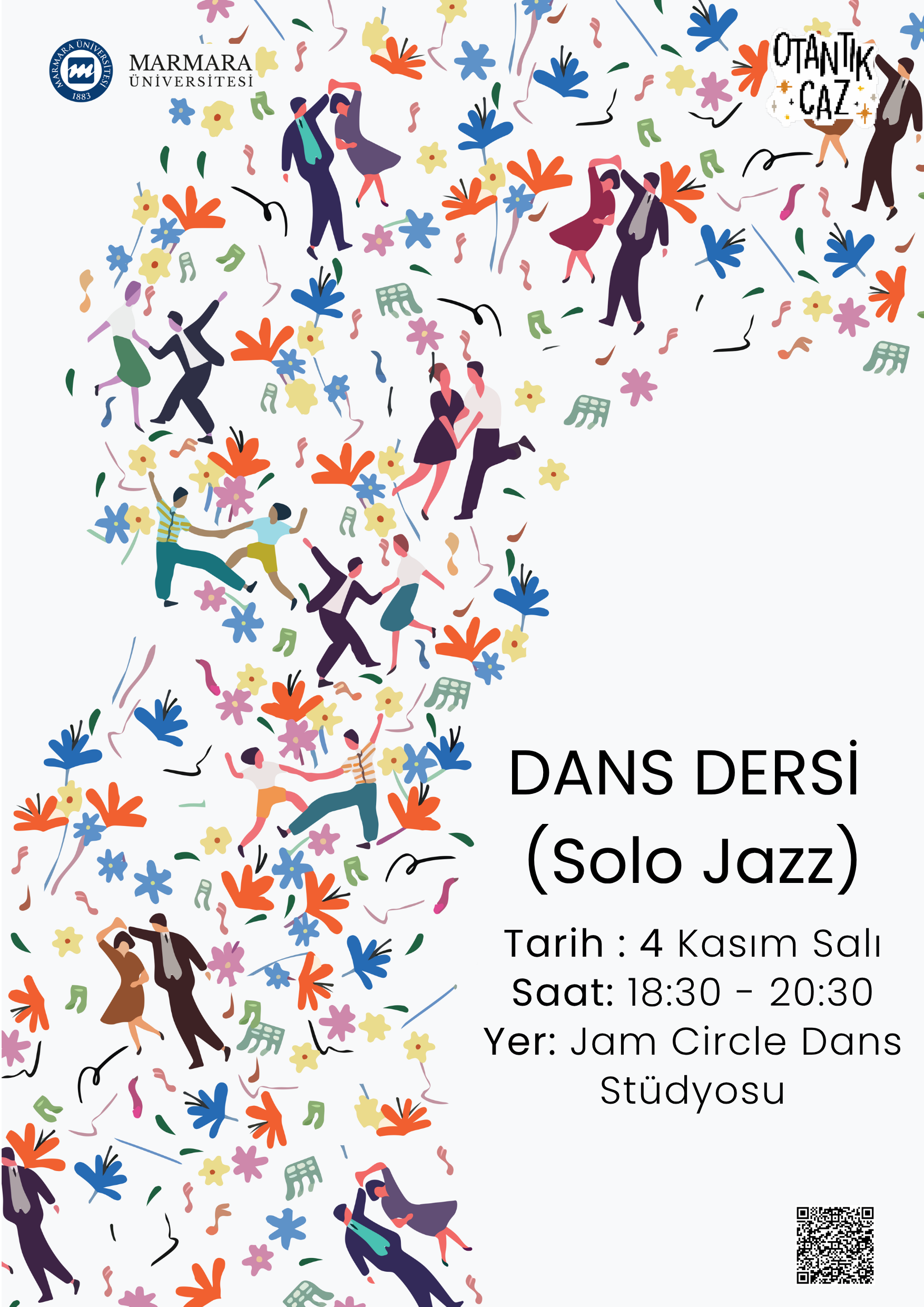 -Swing Solo Caz Dersleri 
 Üniversite Dışı -  Jam Circle Kadıköy Dans Stüdyosu - 04.11.2025 18:30:20:30
